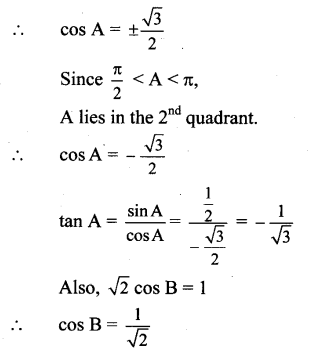 Maharashtra Board 11th Maths Solutions Chapter 2 Trigonometry - I Ex 2.2 1